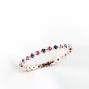 Multi-color CZ Rose Gold Sterling Eternity Band